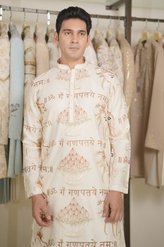 Buy Ivory kurta set for men 
