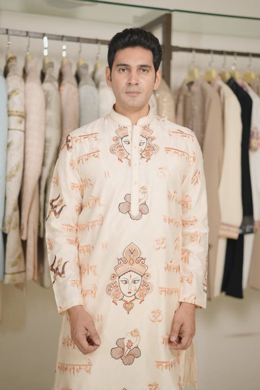 Buy Peach embroidered kurta set