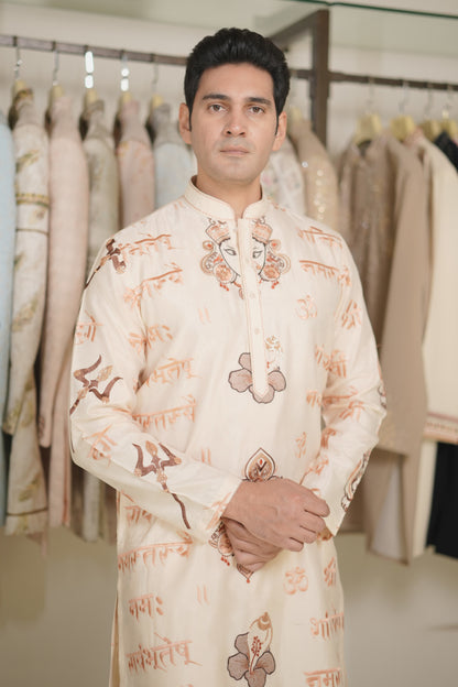 Men kurtas peach set buy online