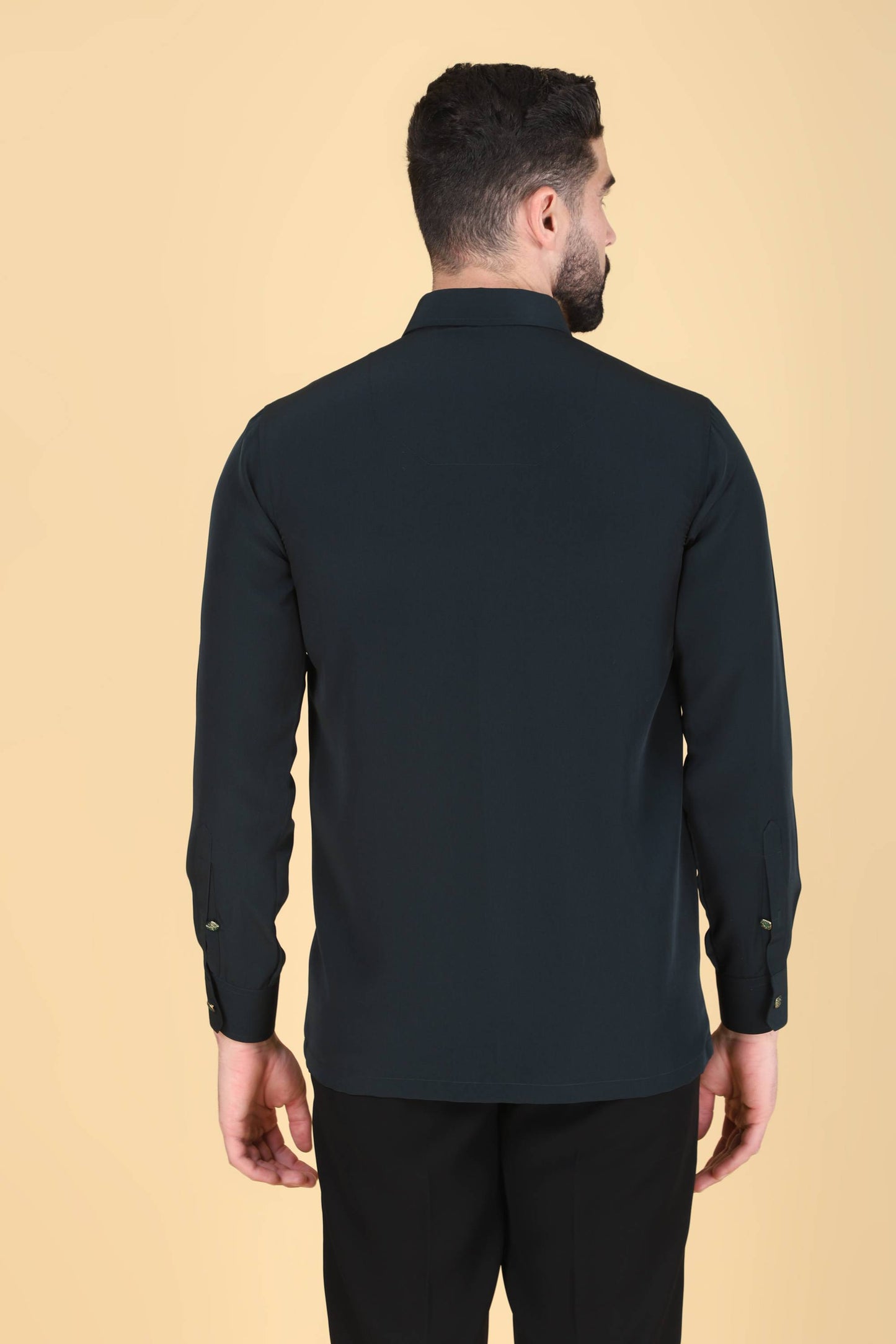 Teal Green Hand Embroidered Shirt for Men