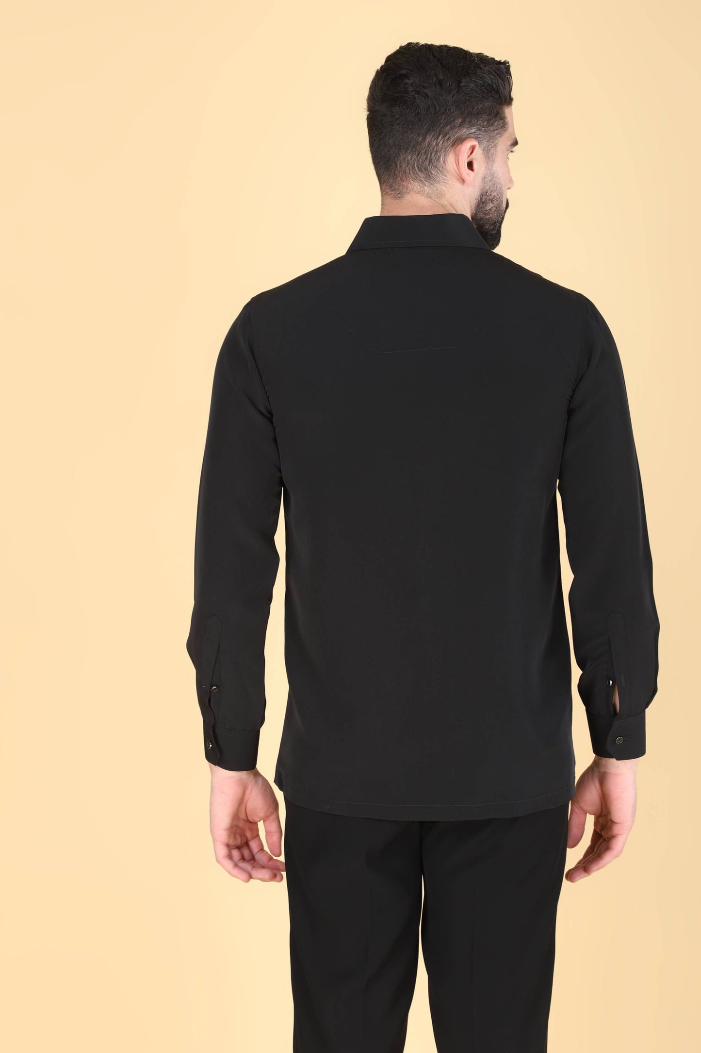 Black Hand Embroidered Shirt for Men