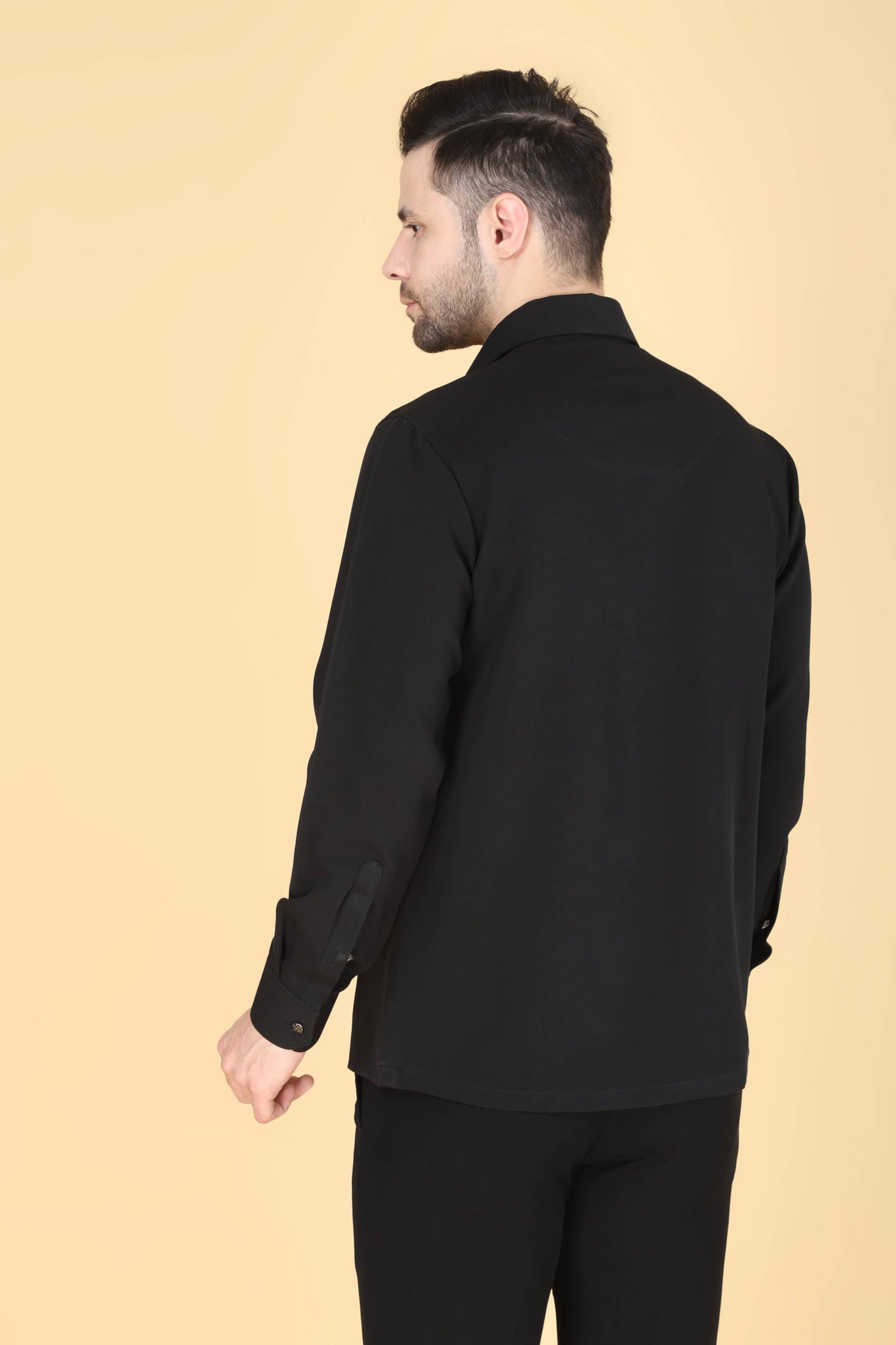 Black Hand Embroidered shirt for Men
