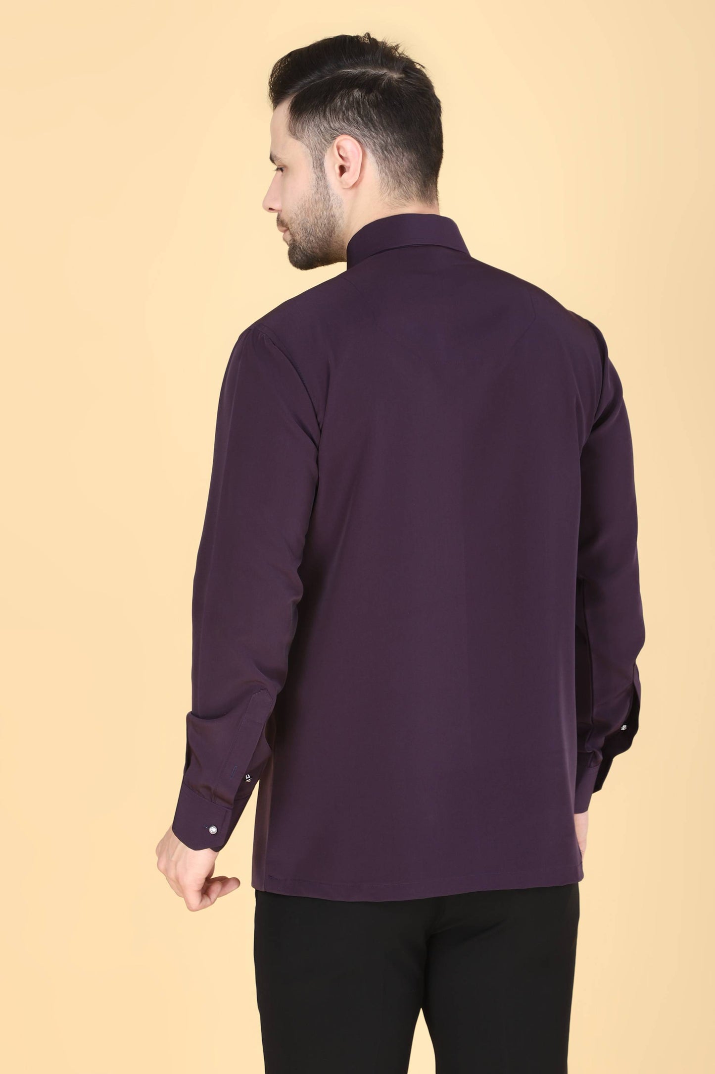 Purple Hand Embroidered Shirt for Men