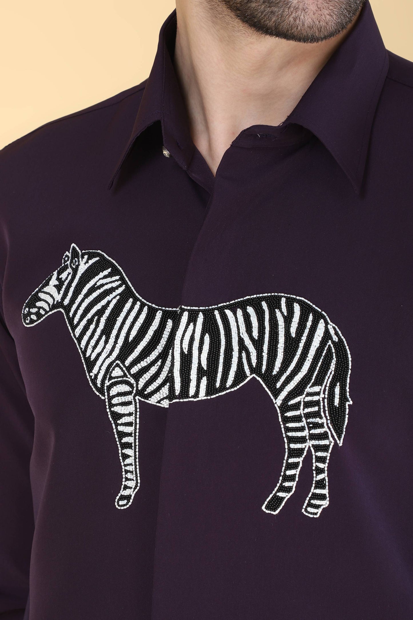 Purple Zebra Motif Shirt for Men