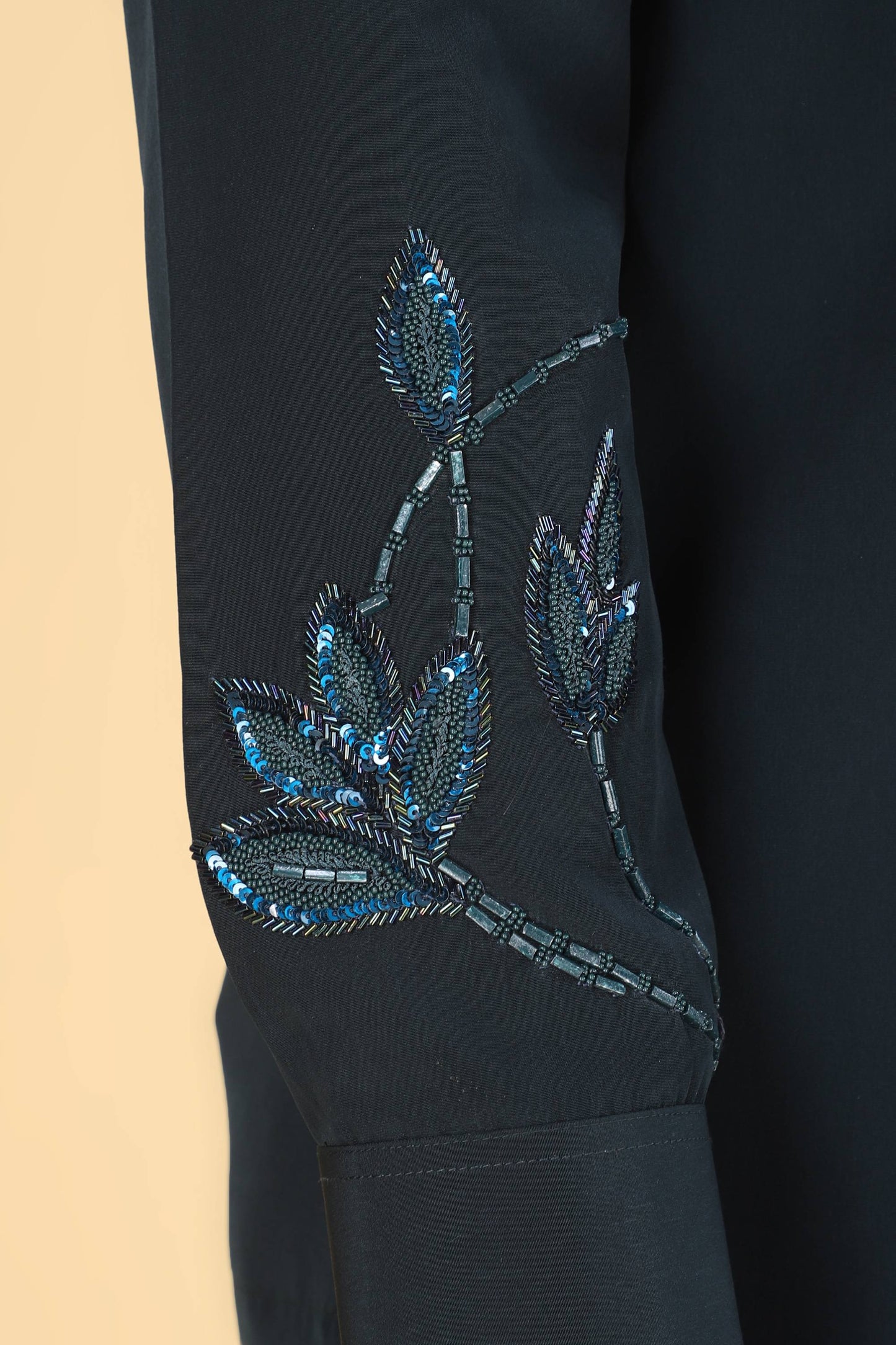 Teal Green Hand Embroidered Shirt for Men