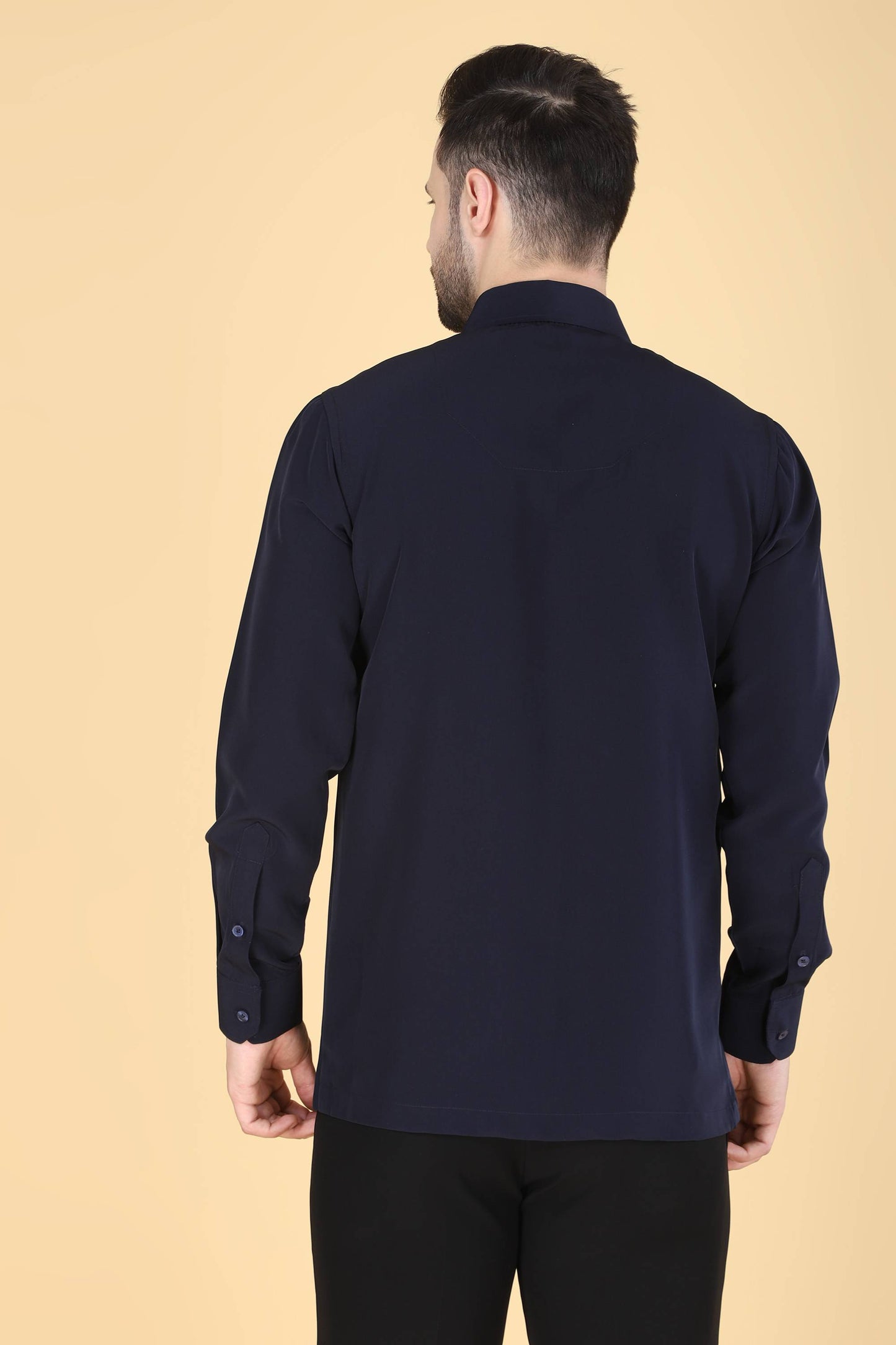 Navy Hand Embroidered Shirt for men