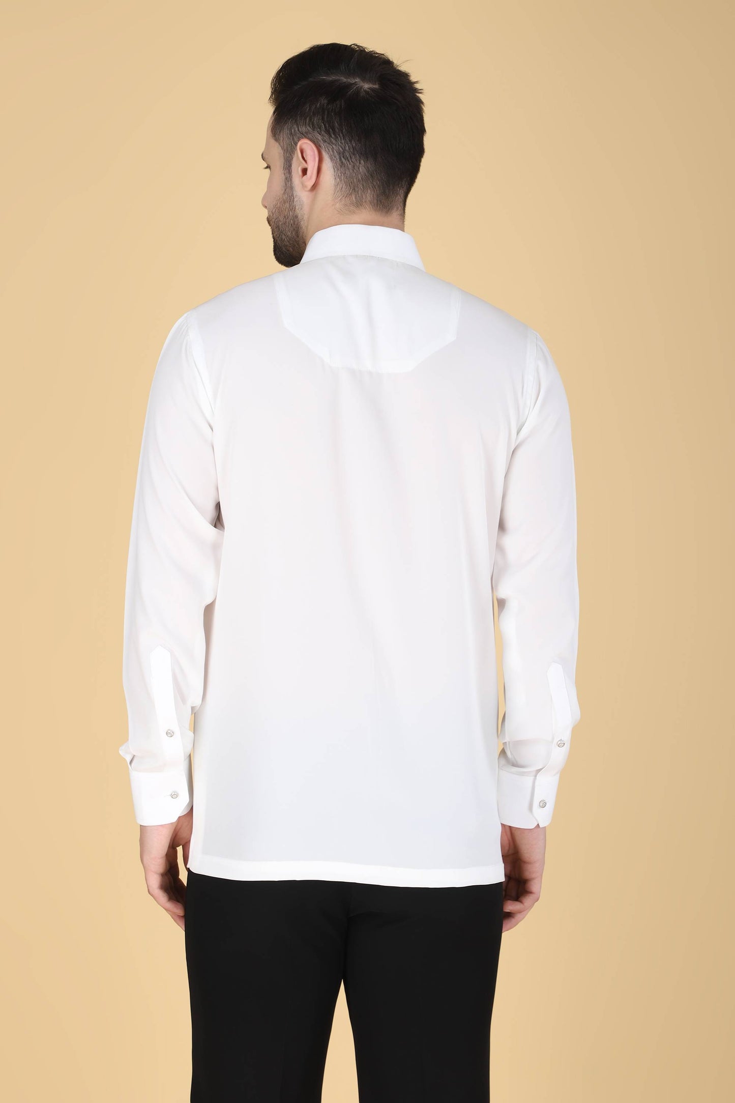White Hand Embroidered shirt for Men