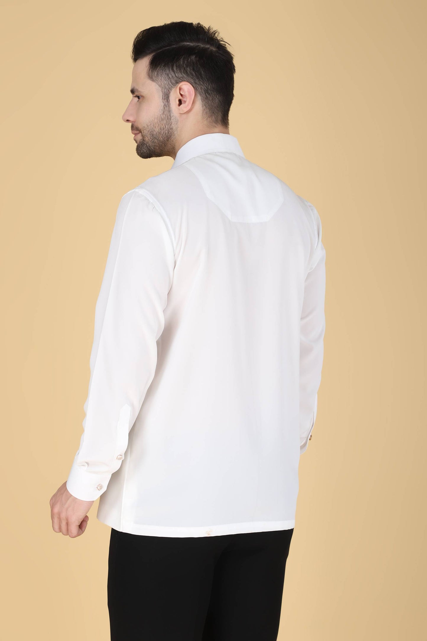White Hand Embroidered Shirt for Men