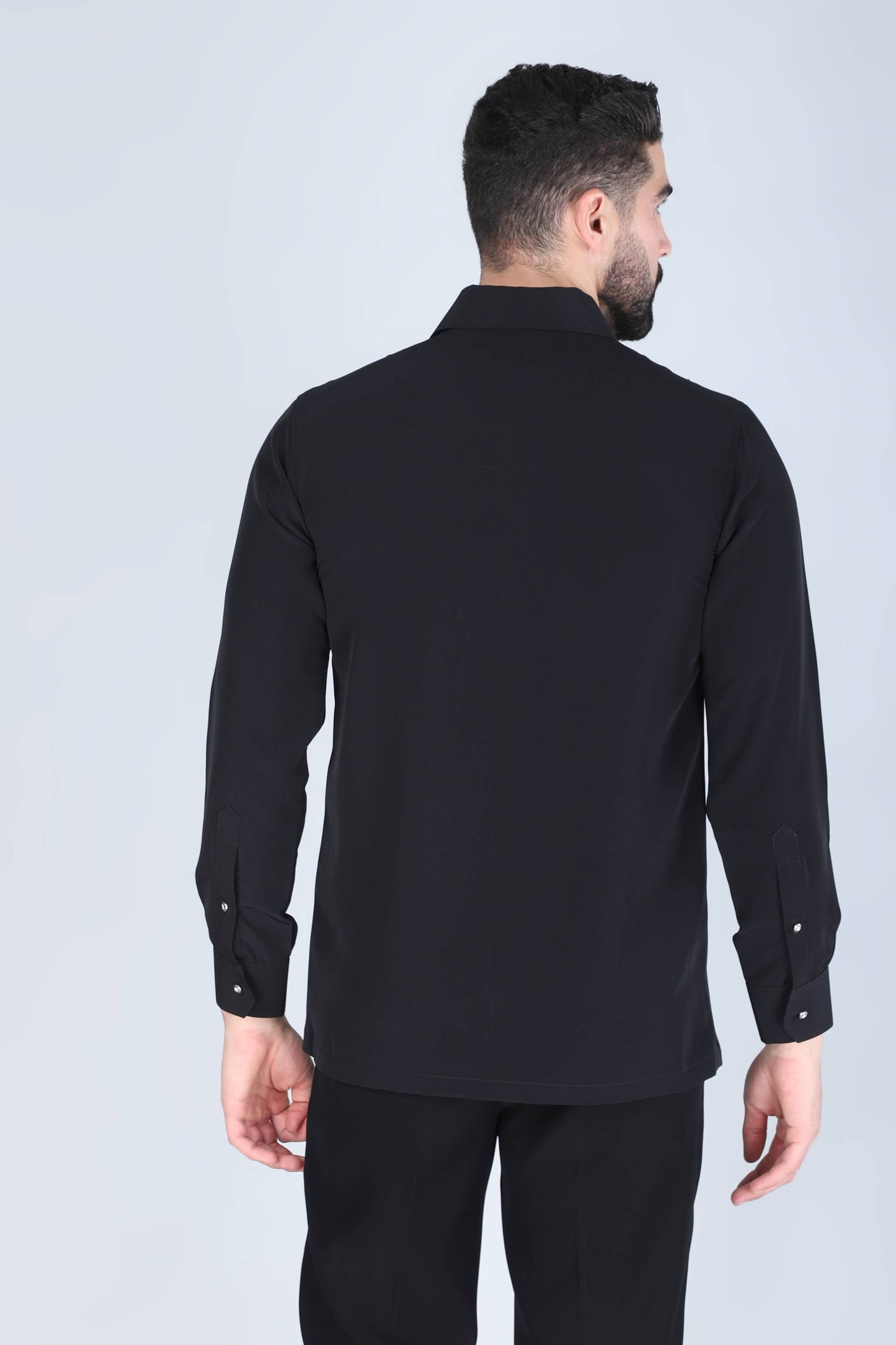 Black Hand Embroidered Shirt for Men