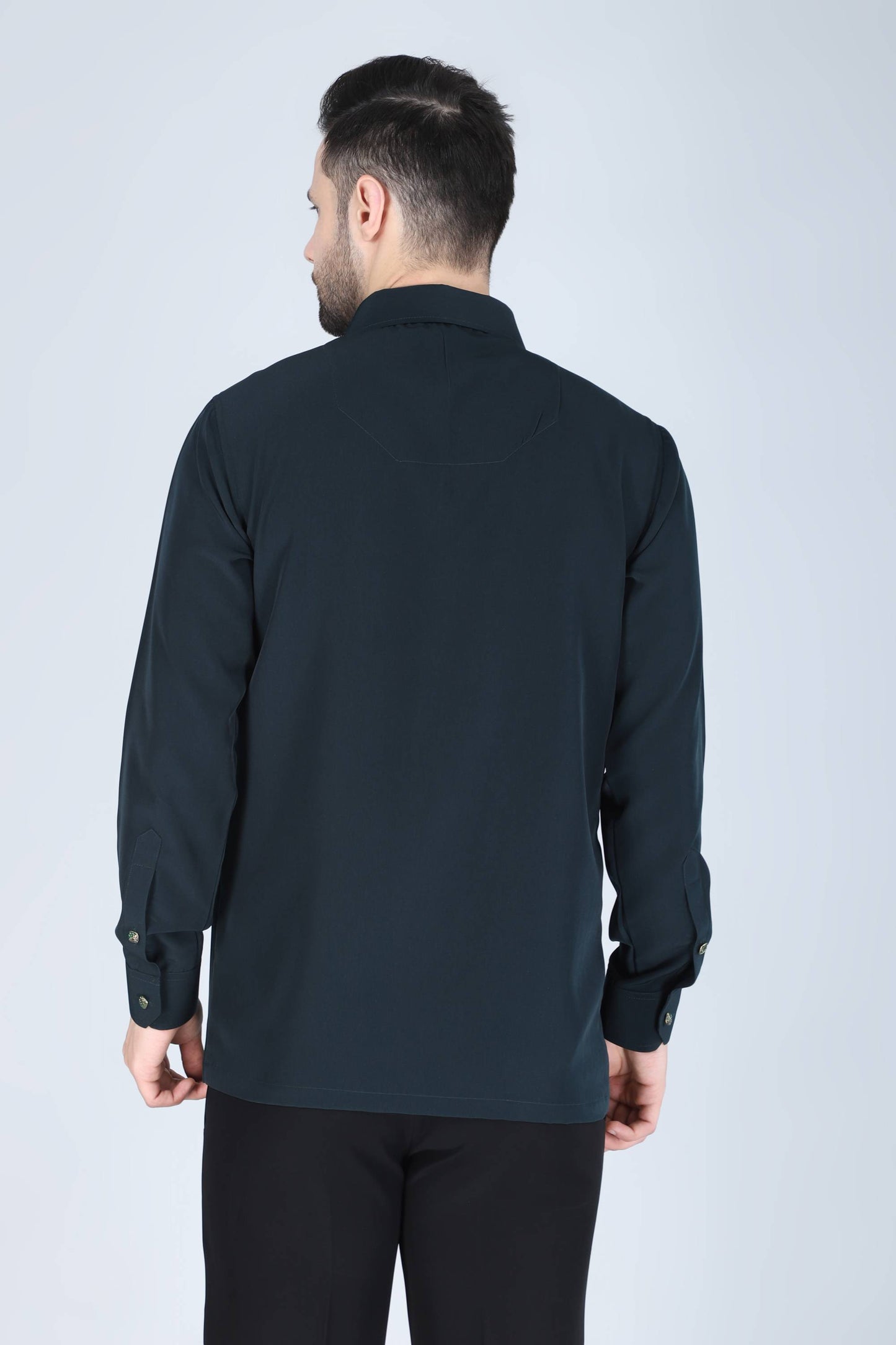 Teal Green Hand Embroidered Shirt for men