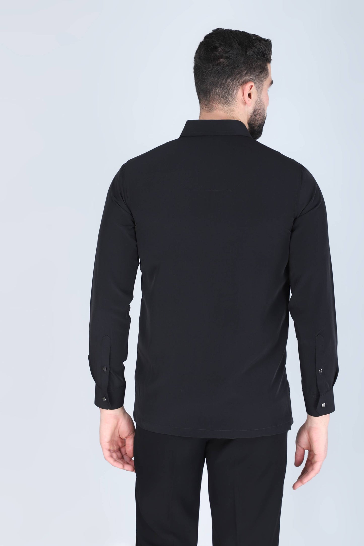 Black Zardosi Embroidered Shirt For Men
