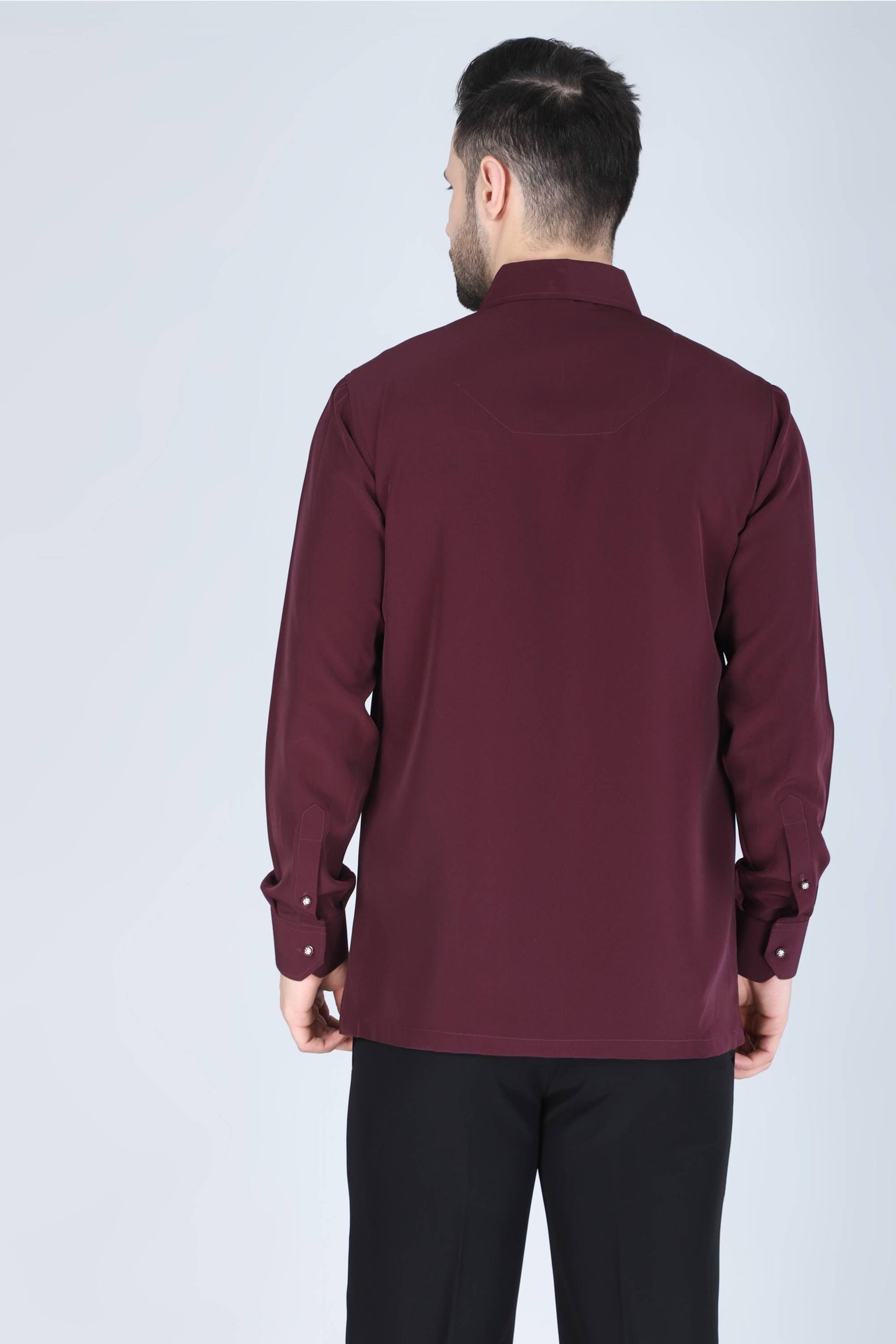 Wine Hand Embroidered Shirt for Men