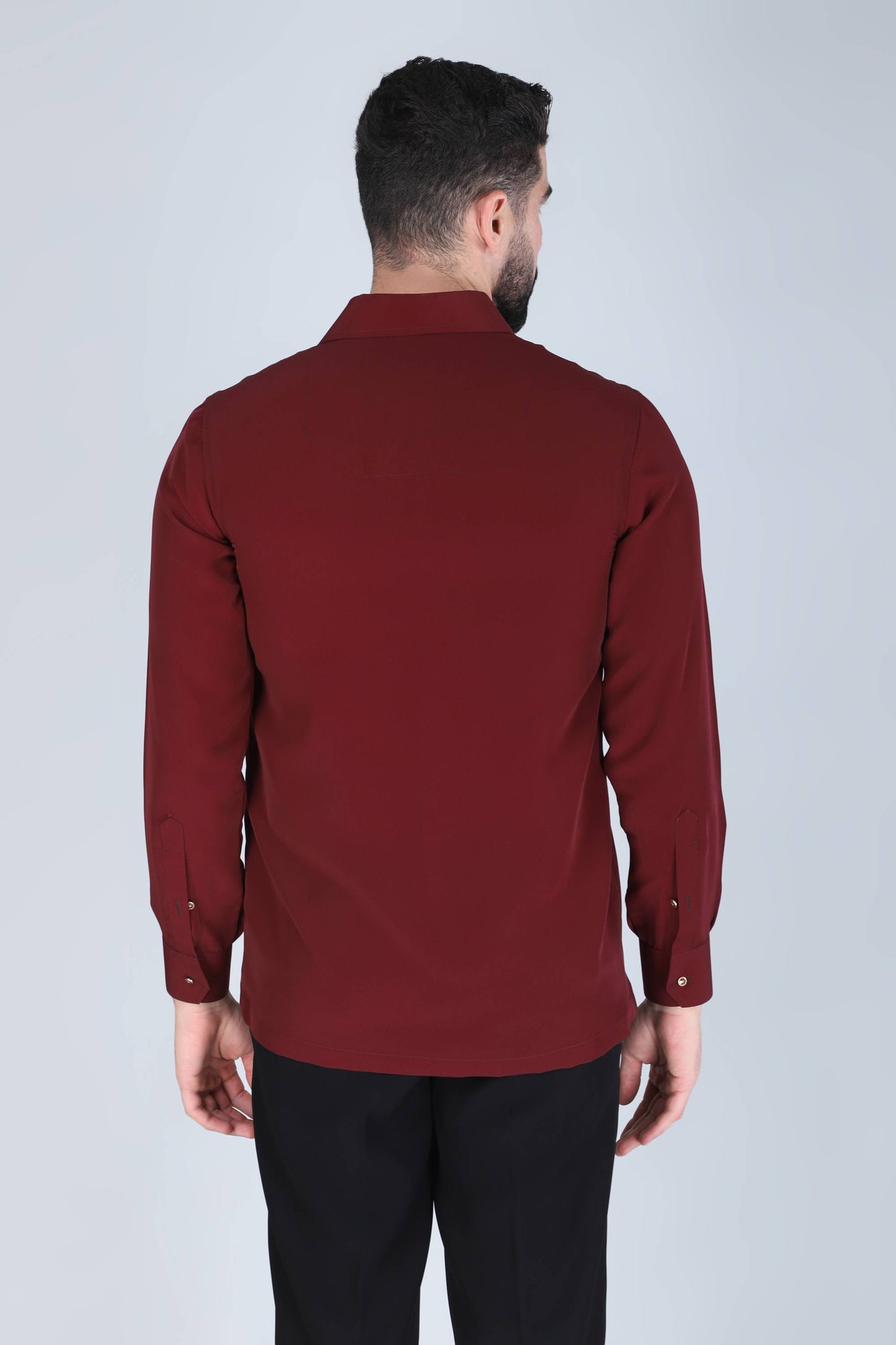 Maroon Hand Embroidered Shirt for Men