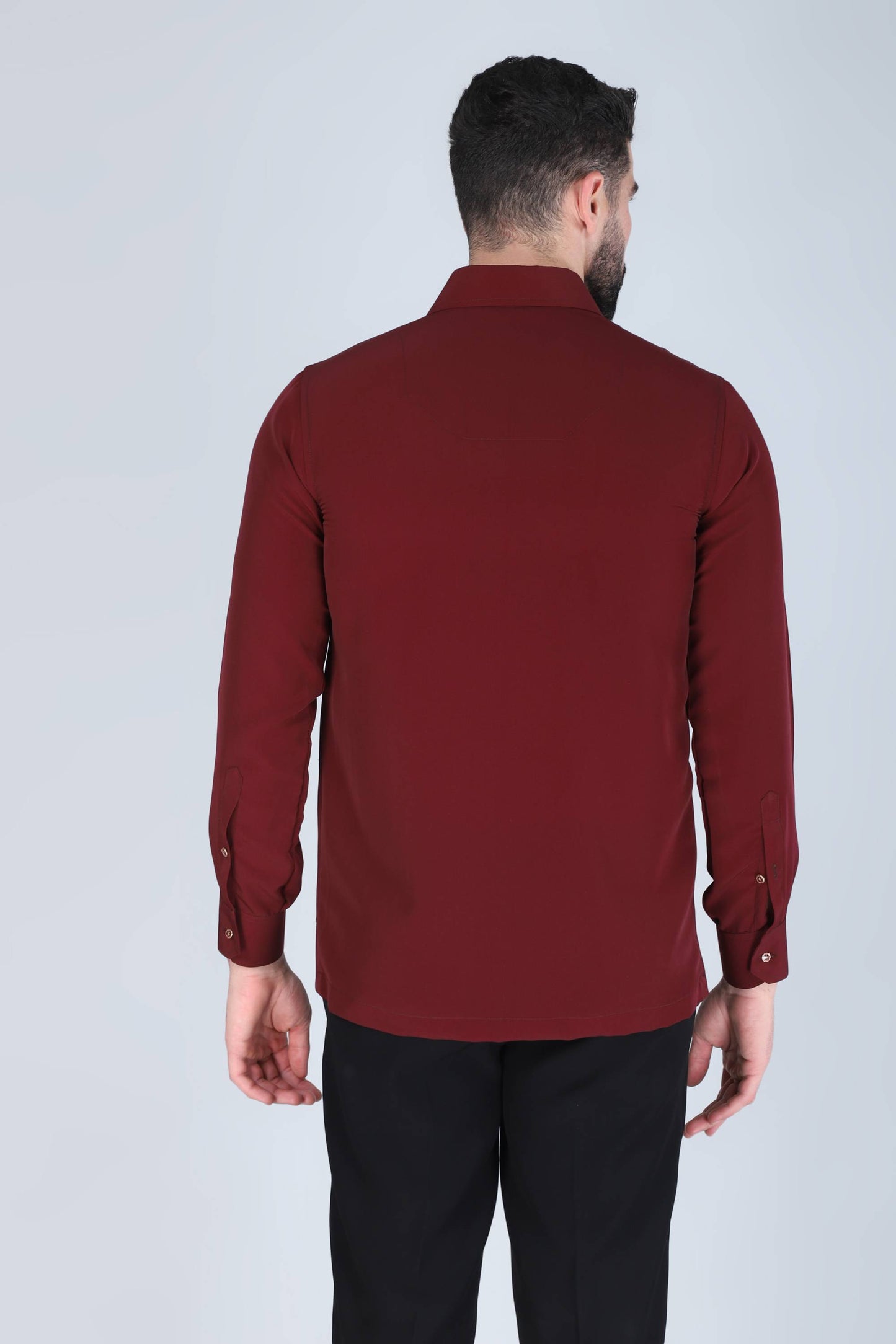 Maroon Hand Embroidered Shirt for Men