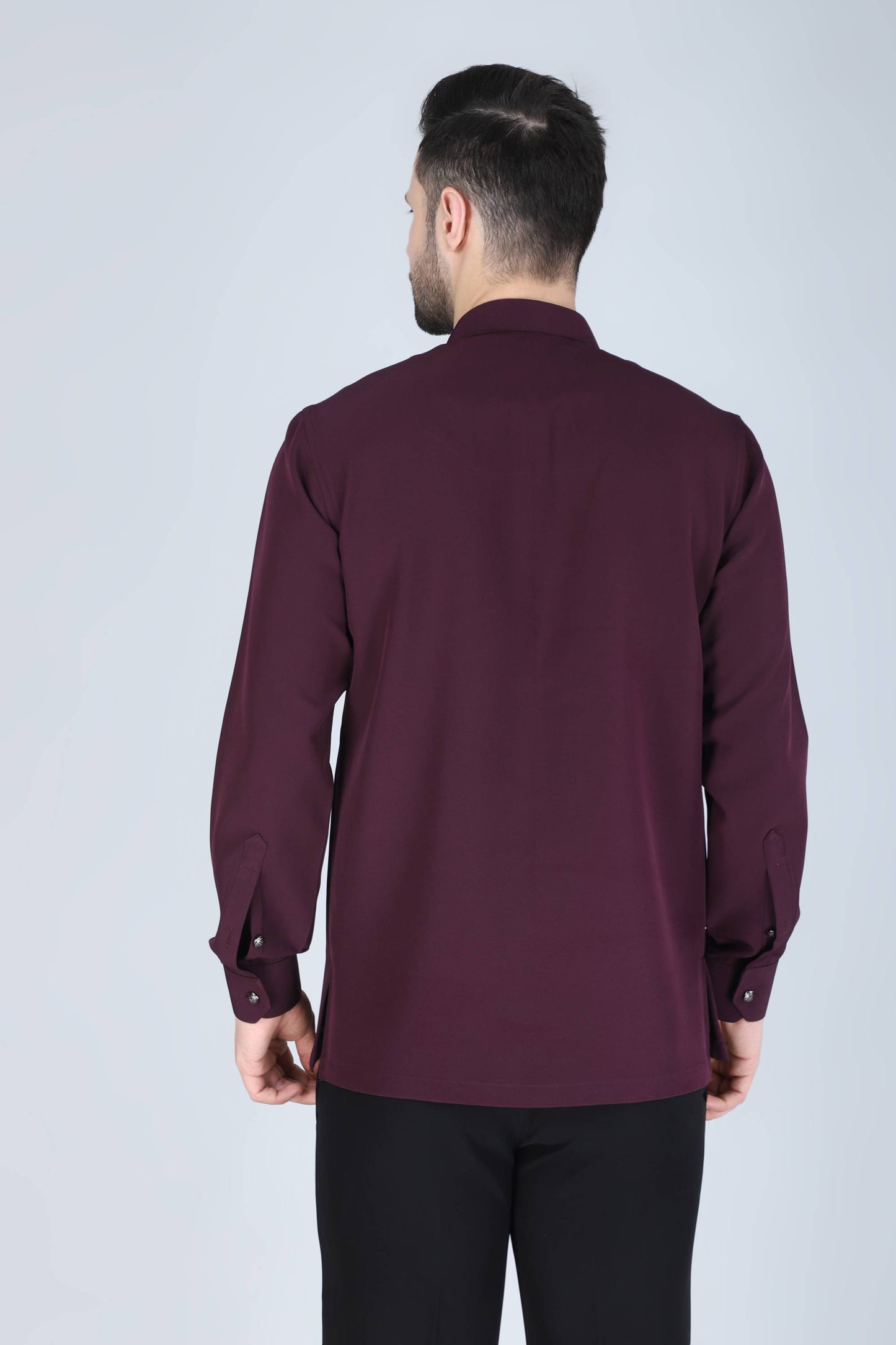 Purplish Wine Hand Embroidered Motif Shirt for men