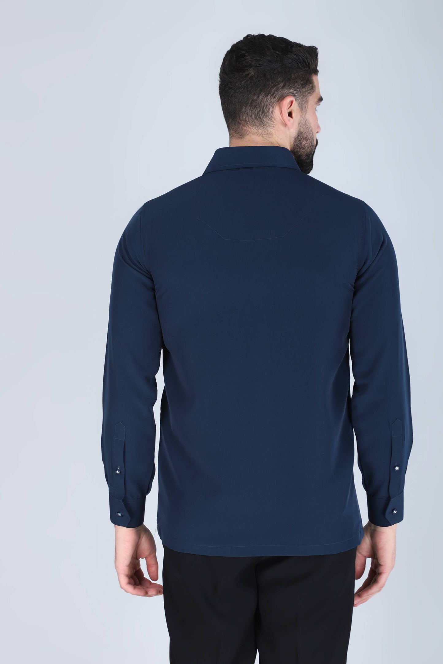Navy Blue Hand Embroidered Shirt for Men