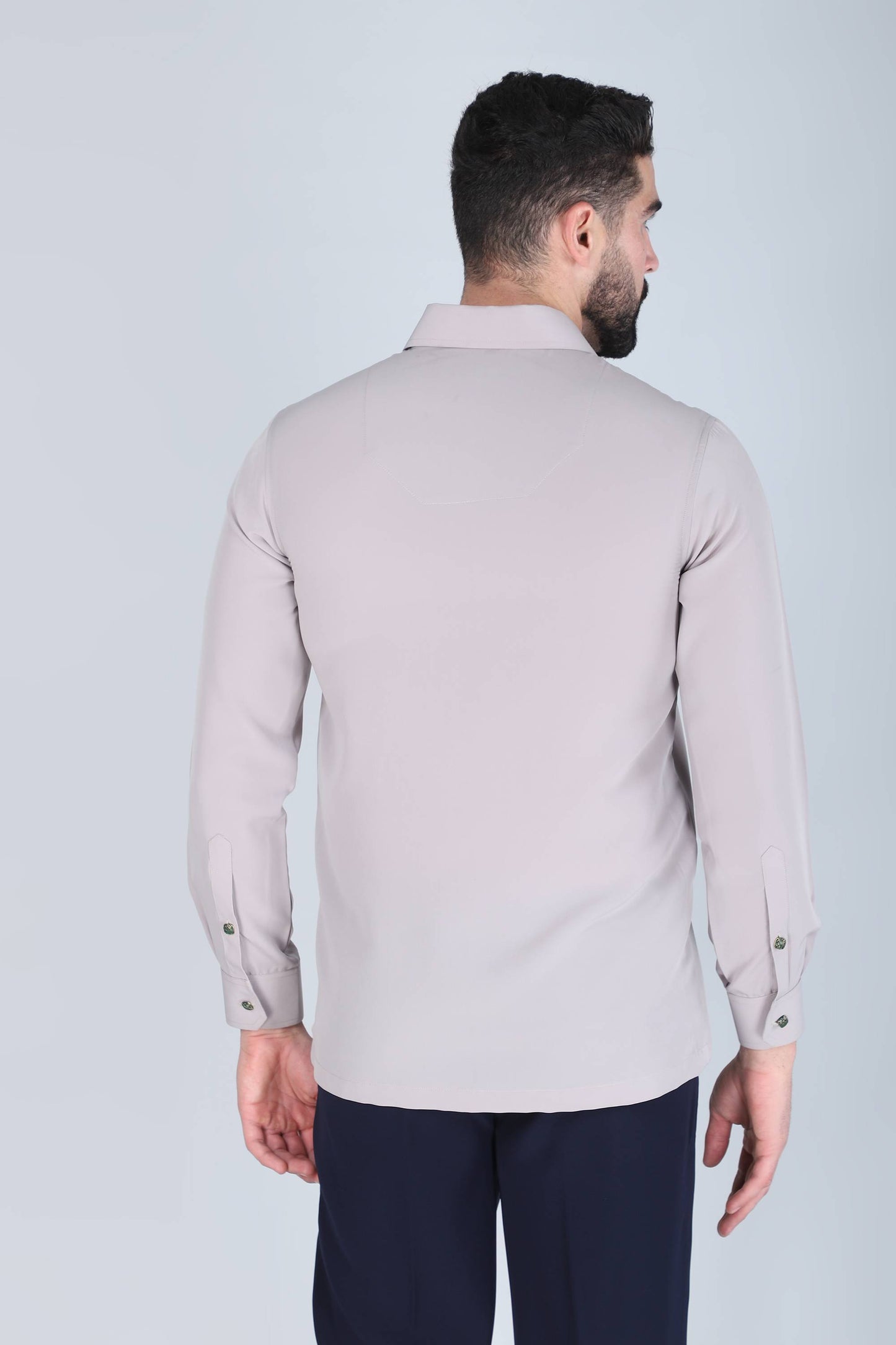 Light Grey Hand embroidered Shirt for Men