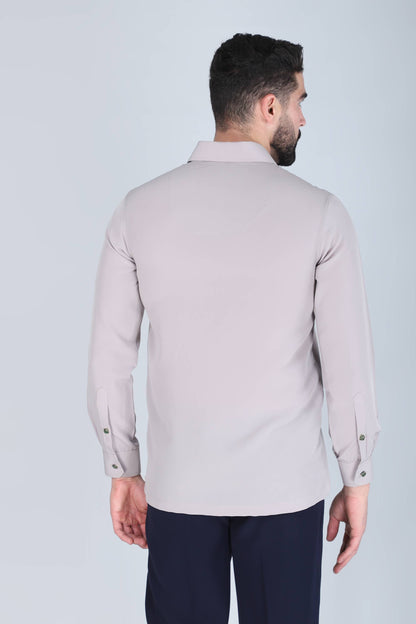 Light Grey Hand embroidered Shirt for Men