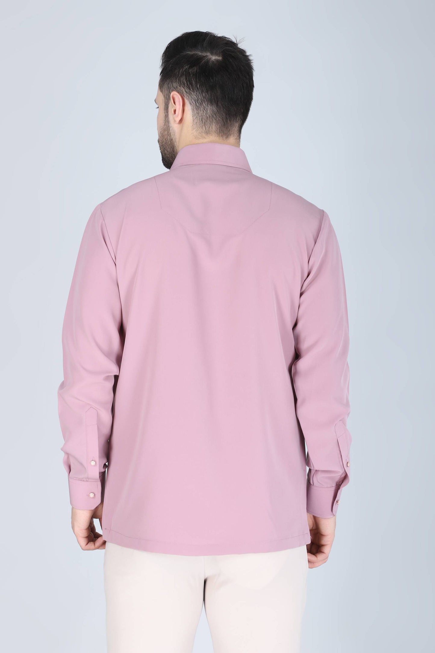 Pink Hand Embroidered Shirt for Men