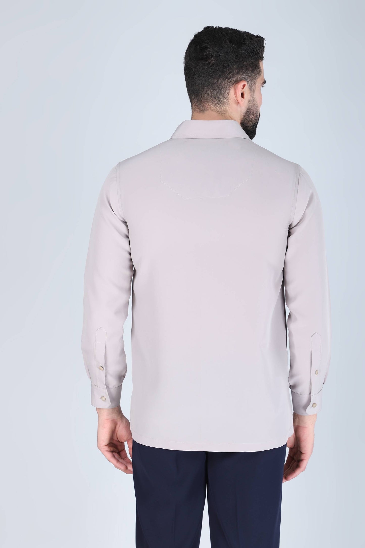 Light Grey Hand embroidered shirt for men