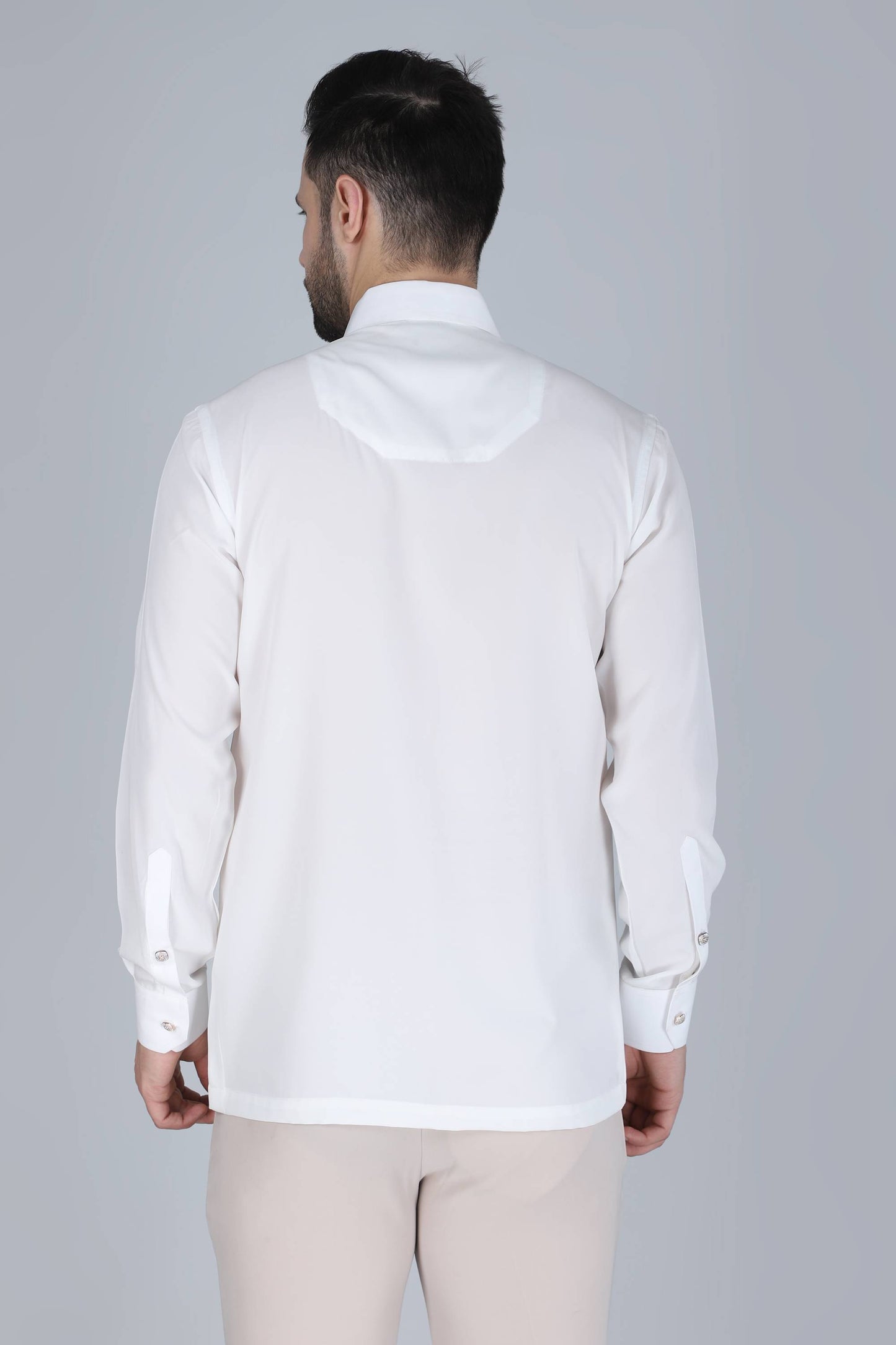 White Hand Embroidered Shirt for Men