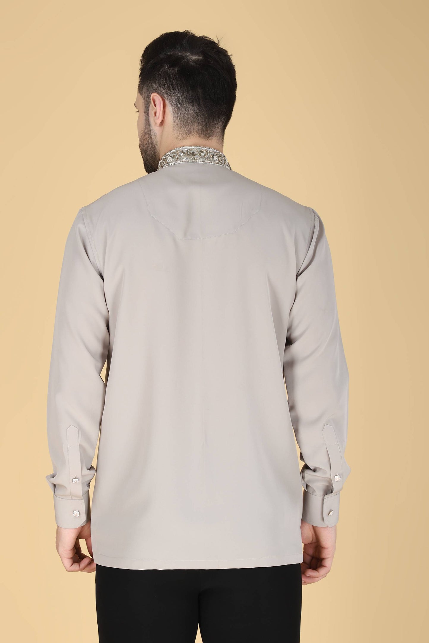 Grey Hand embroidered Shirt for Men