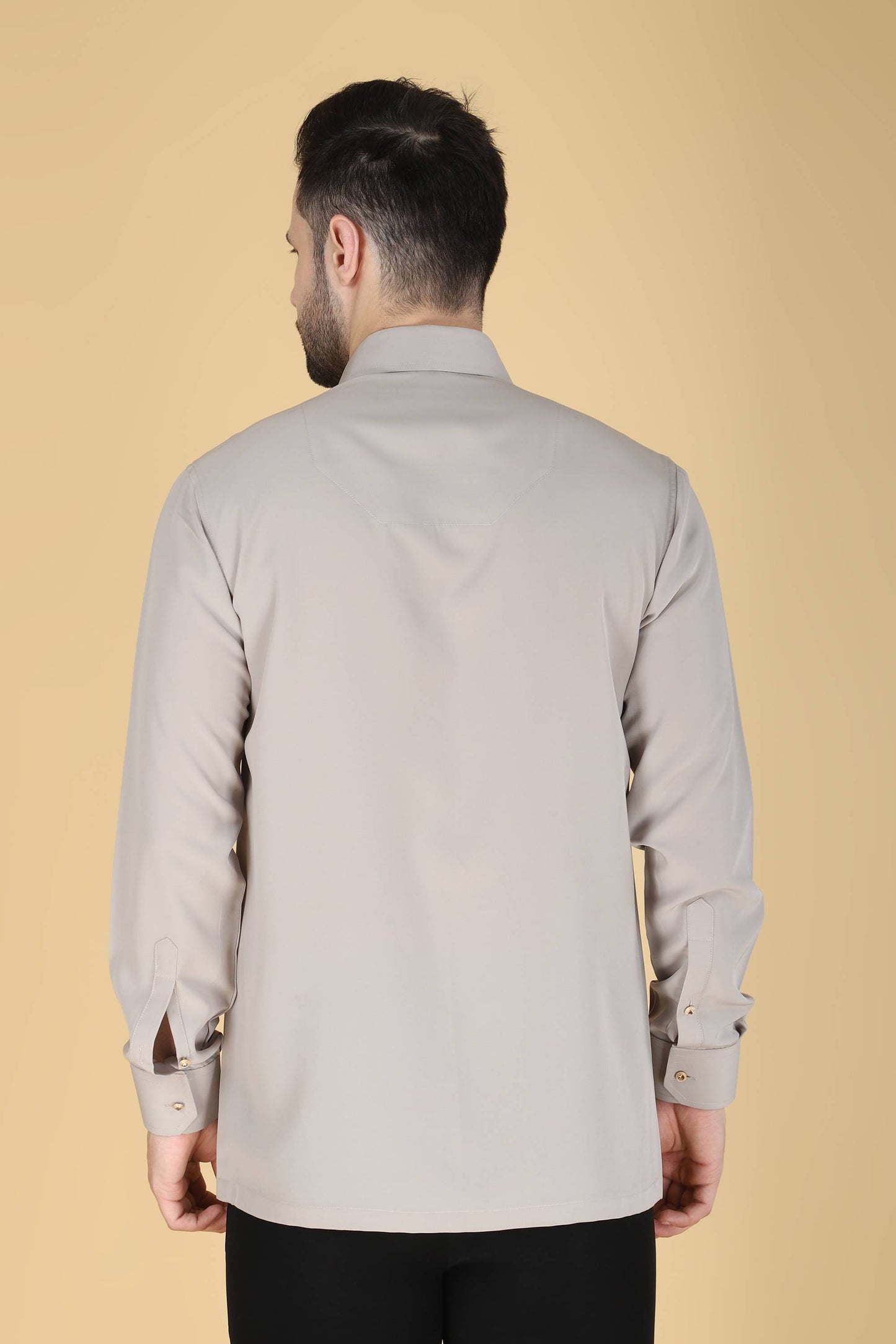 Light Grey Hand Embroidered Shirt for Men