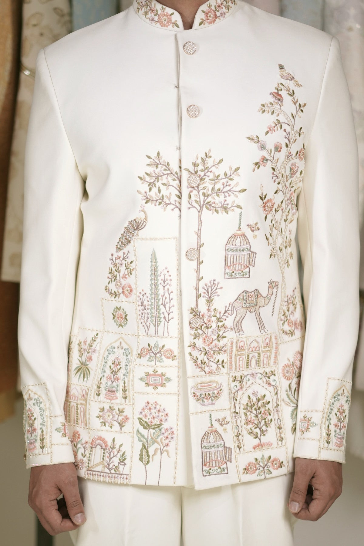 Embroidered bandhgala suit buy online