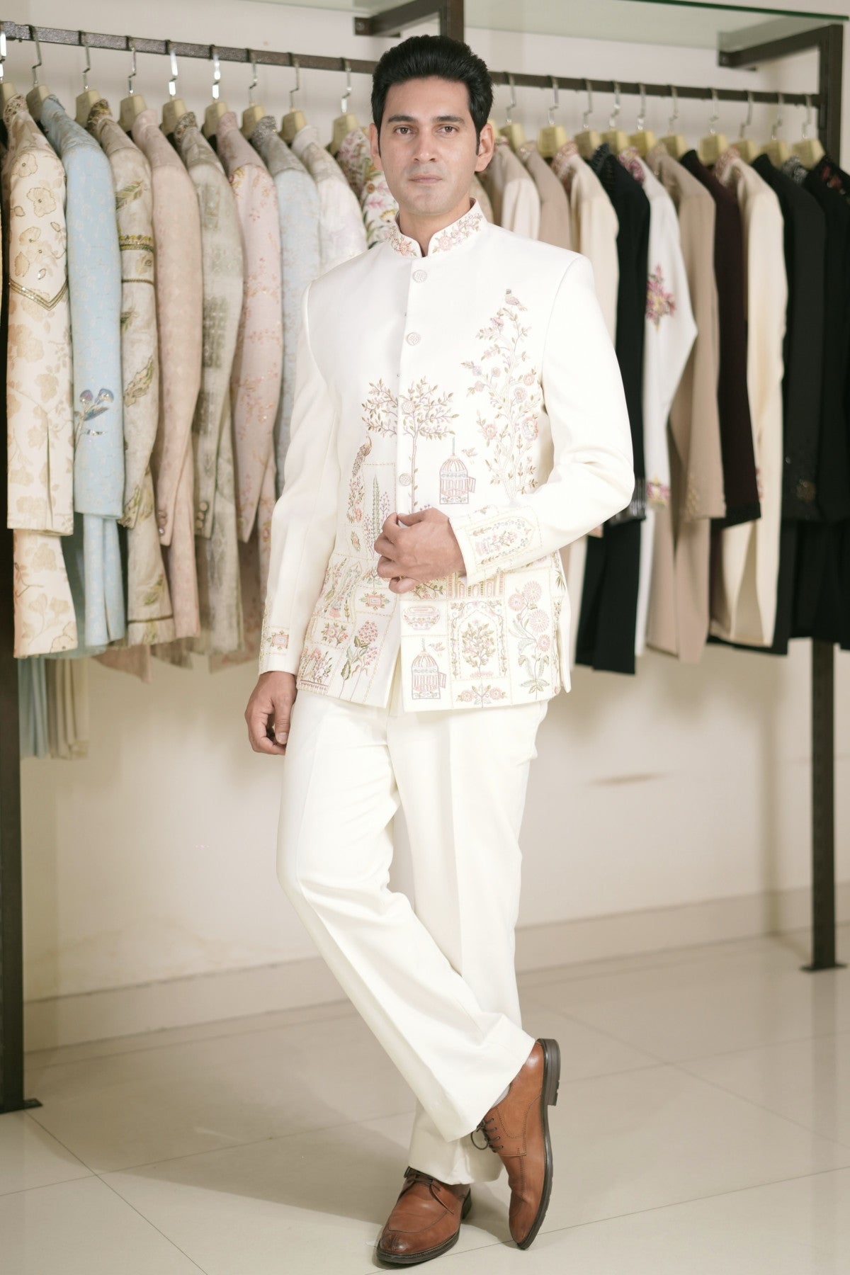Bandhgala suit for men buy online ivory