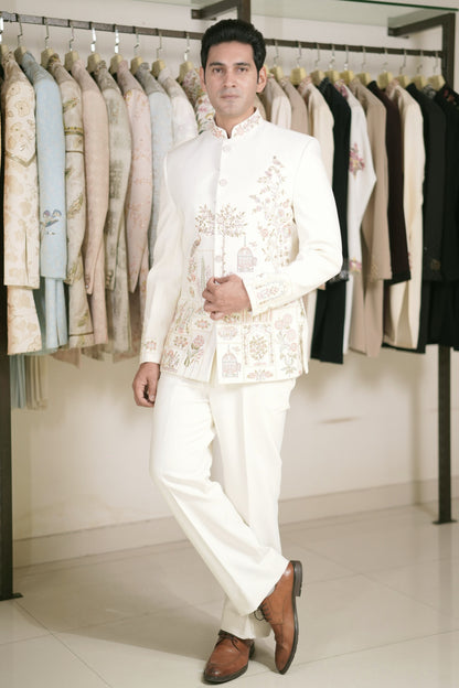 Bandhgala suit for men buy online ivory