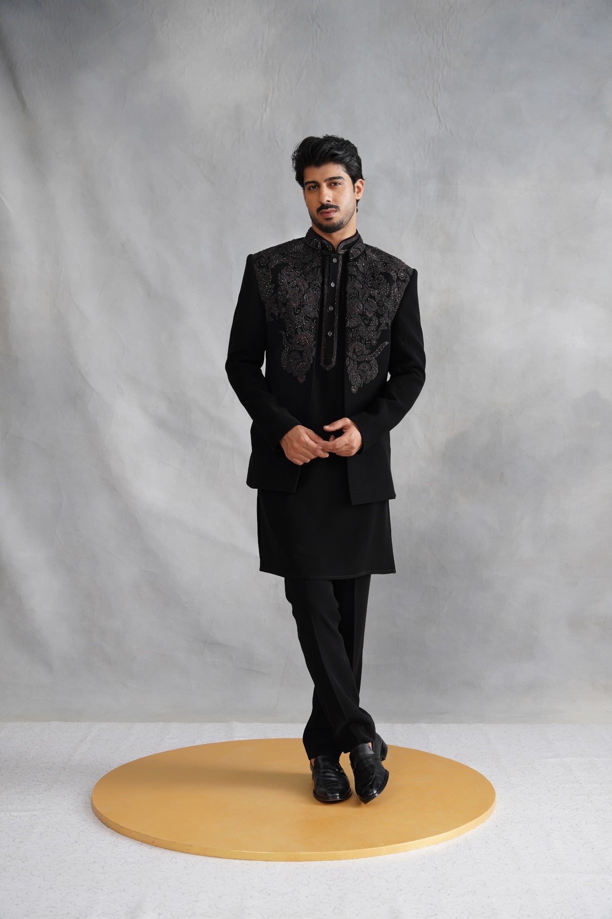Buy Black Indo Western Suiting Fabric
