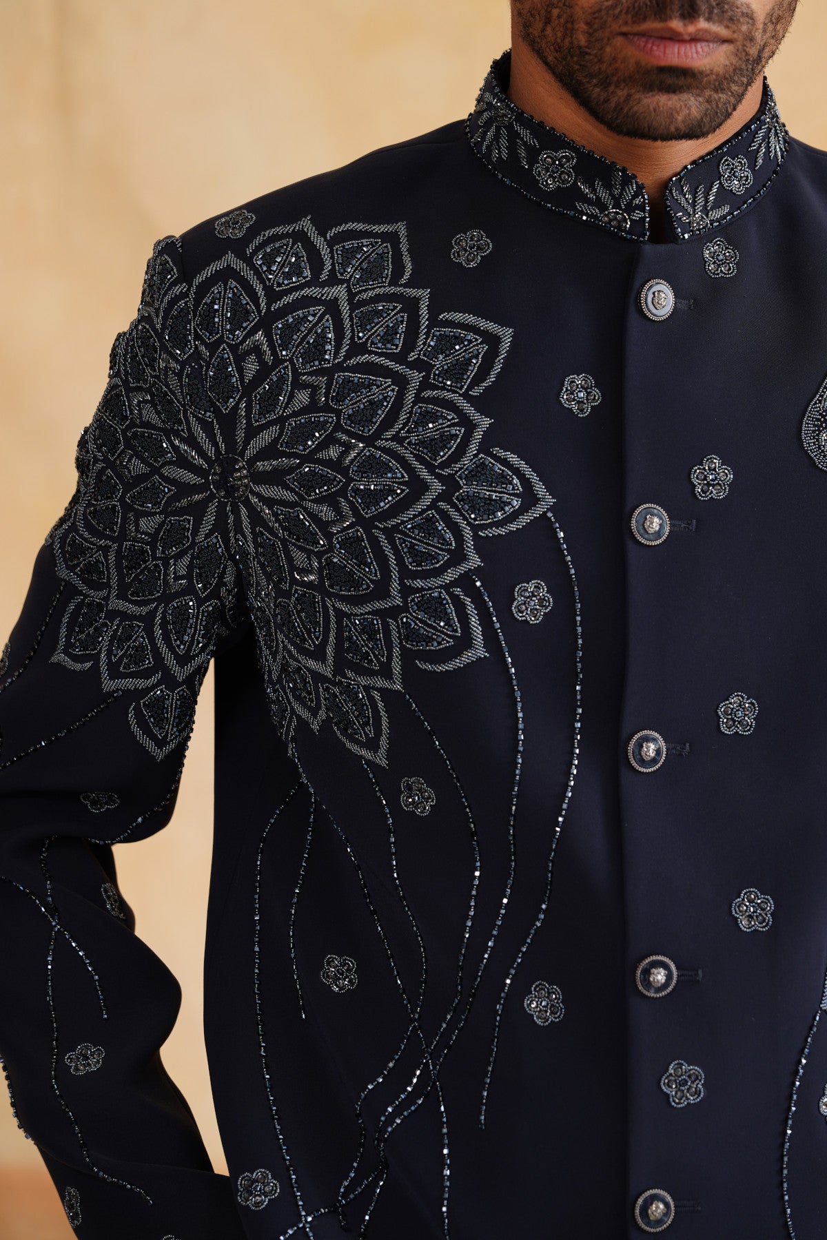 Shop blue indo western on suiting fabric
