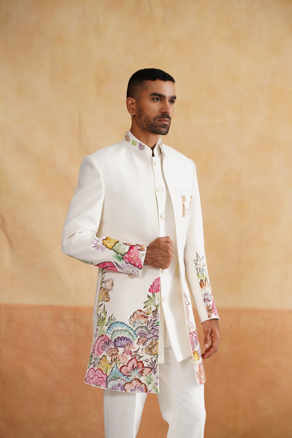 Shop white hand painted indo western
