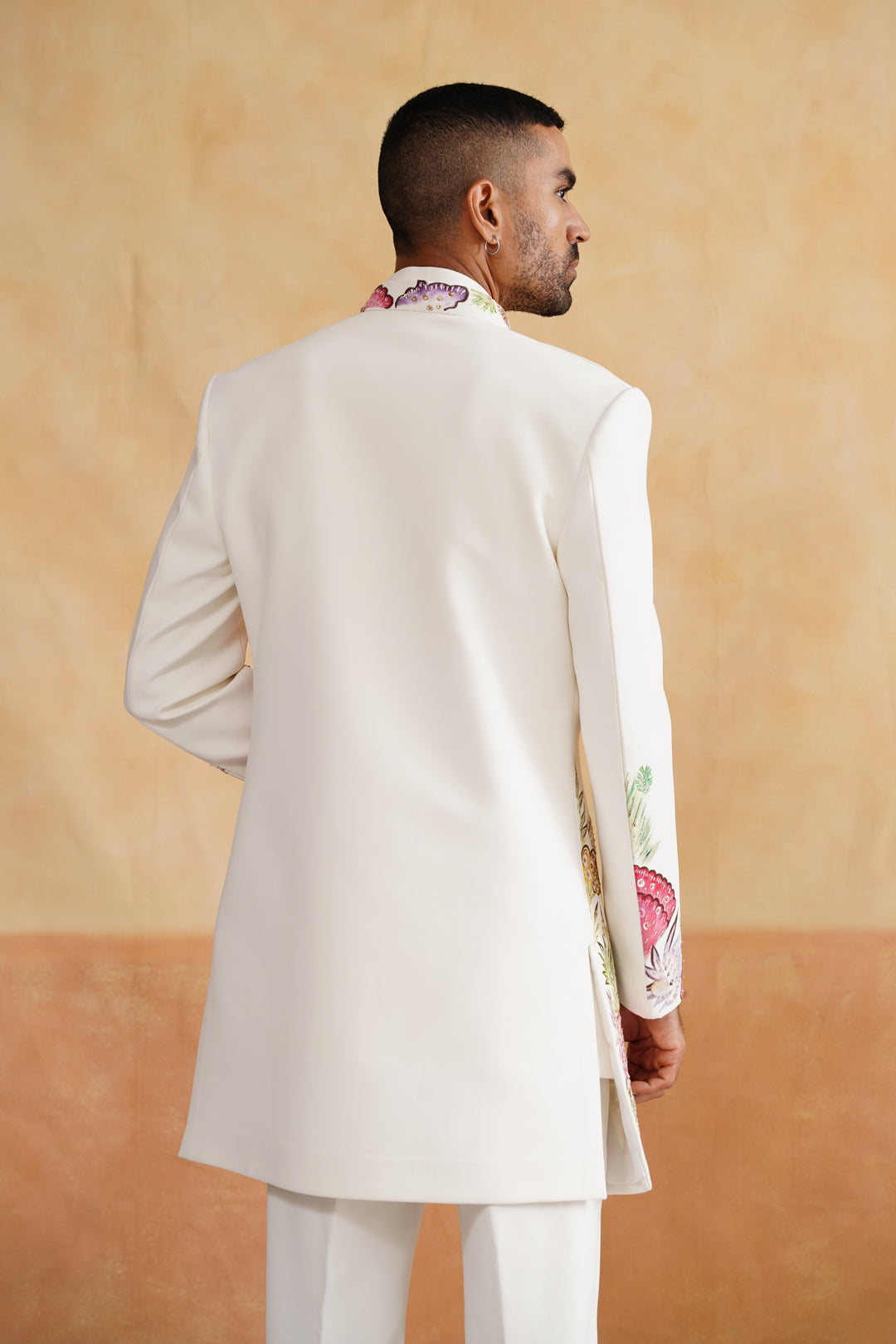 White Hand Painted and Hand Work Indowestern