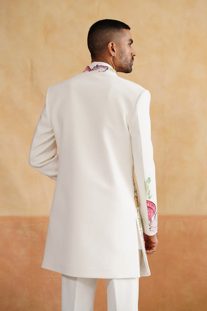 White Hand Painted and Hand Work Indowestern