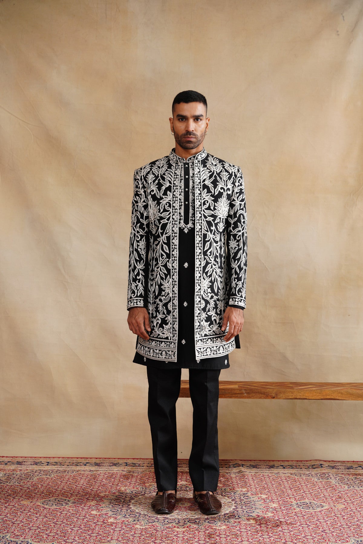 Buy Black Thread Embroidery Indo Western