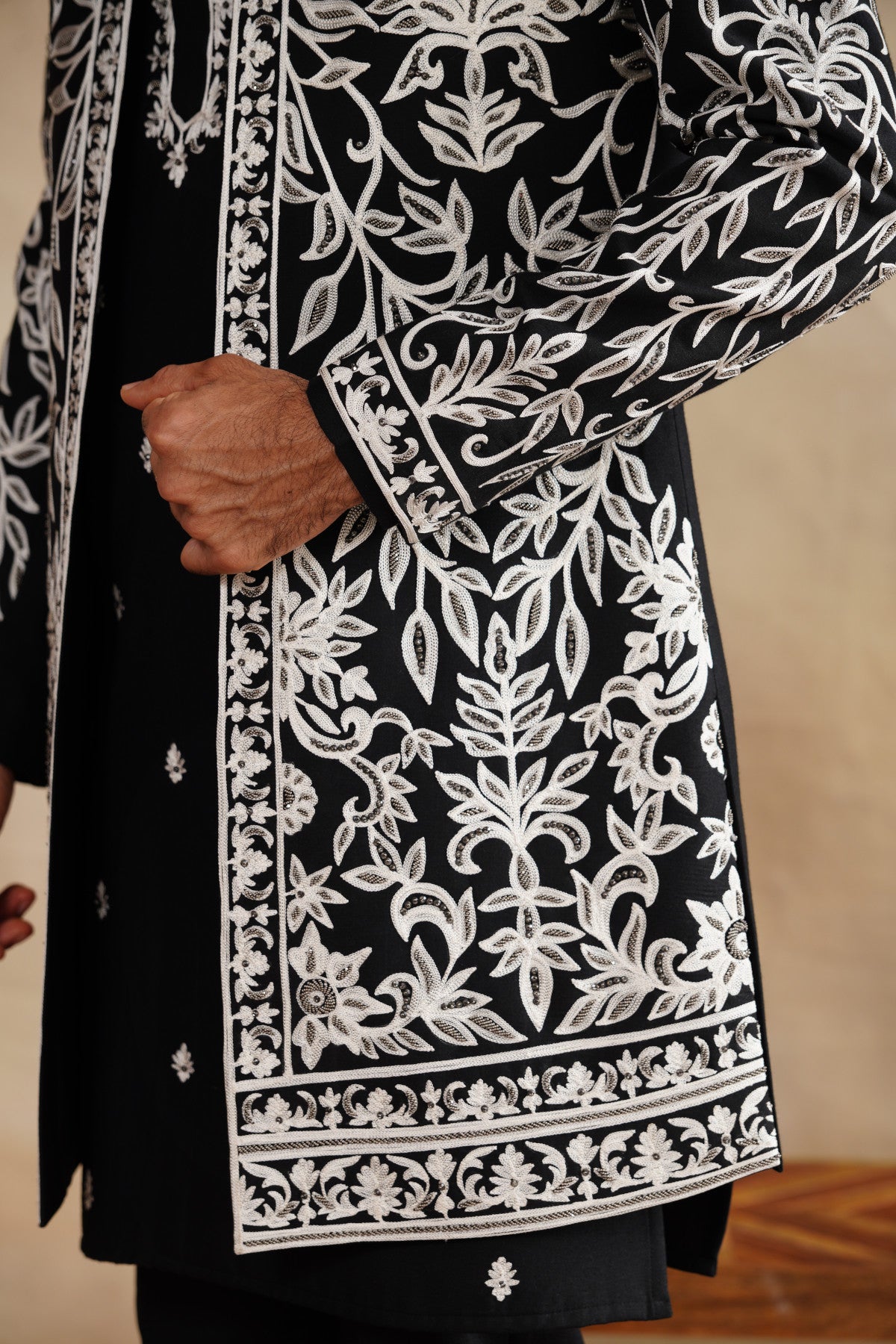 Shop Black Indo Western Silk Outfit