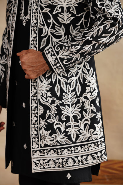 Shop Black Indo Western Silk Outfit