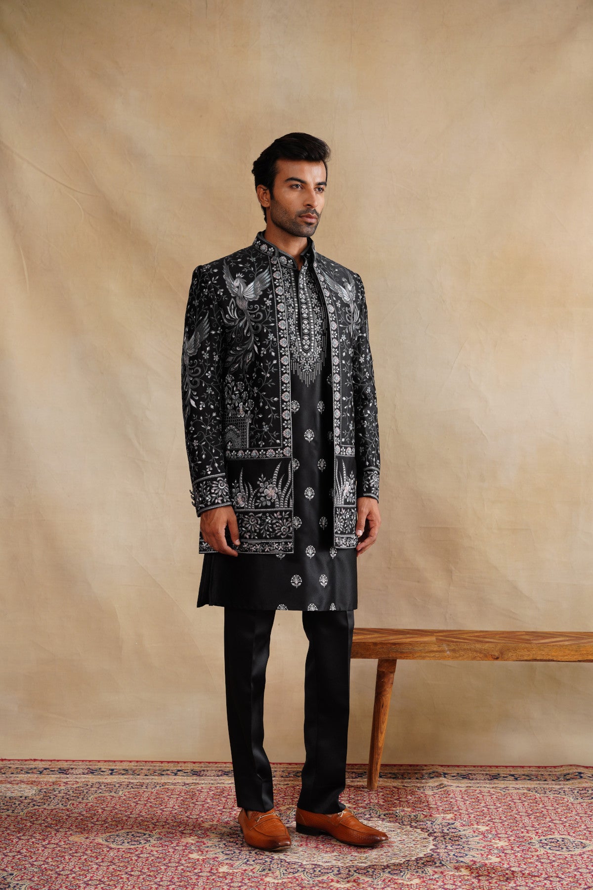 Shop black thread work indo western
