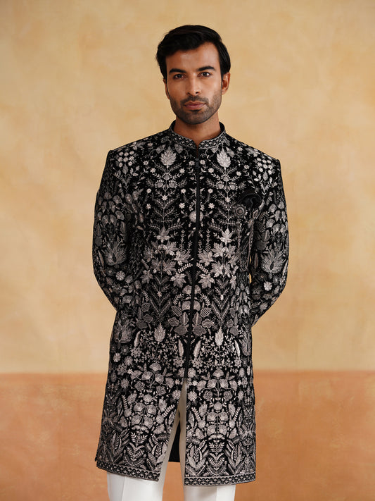 Black Indowestern Hand Work Zari and Sequin on Velvet