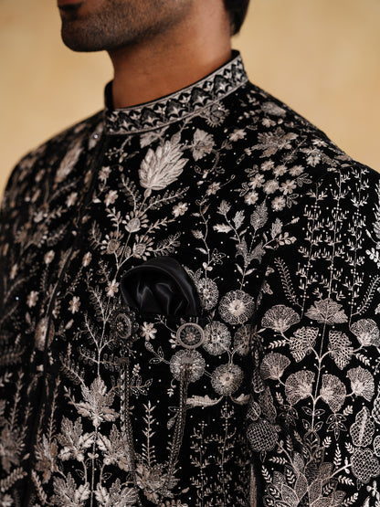 Black Indowestern Hand Work Zari and Sequin on Velvet