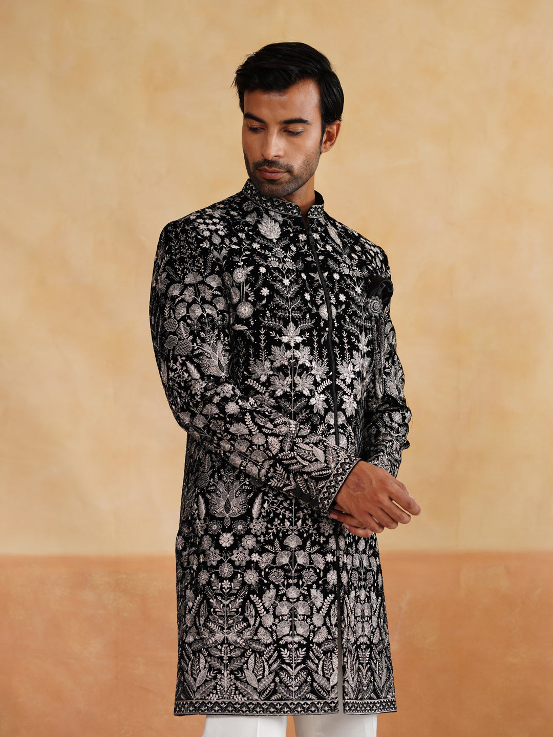 Black Indowestern Hand Work Zari and Sequin on Velvet