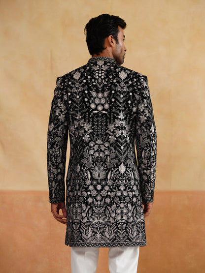 Black Indowestern Hand Work Zari and Sequin on Velvet