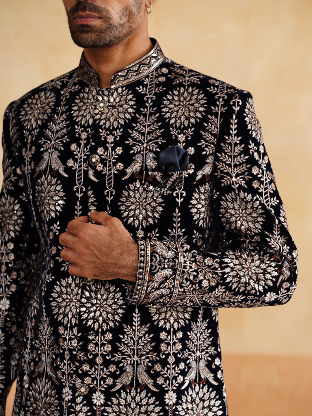 Black Indowestern with Zari and Sequins Work on Velvet