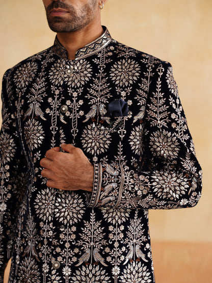 Black Indowestern with Zari and Sequins Work on Velvet