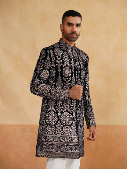 Black Indowestern with Zari and Sequins Work on Velvet