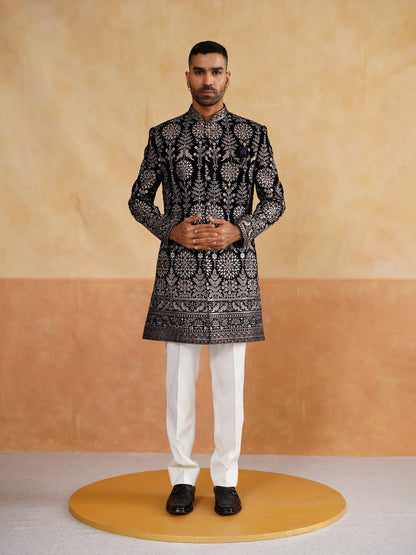 Black Indowestern with Zari and Sequins Work on Velvet