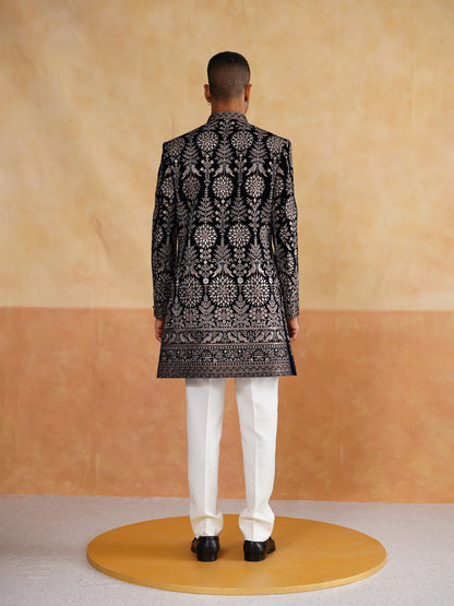 Black Indowestern with Zari and Sequins Work on Velvet