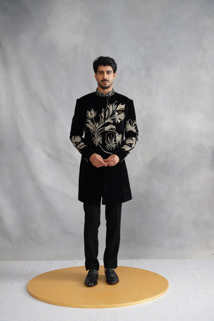 Buy hand work indo western velvet outfit
