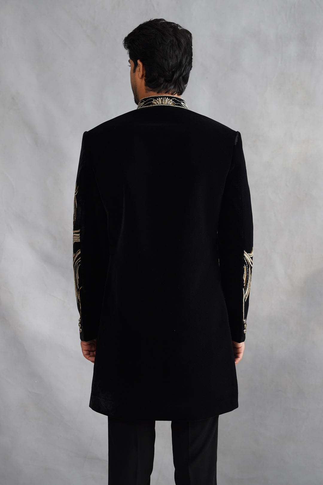 Black Hand Work Indowestern on Velvet